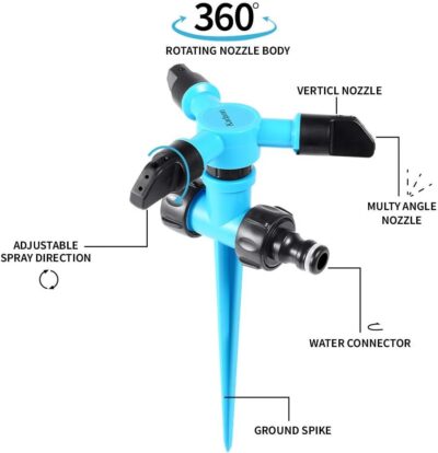 360? Rotating Lawn Sprinkler - Adjustable Garden Watering System - Large Area Coverage - Image 5