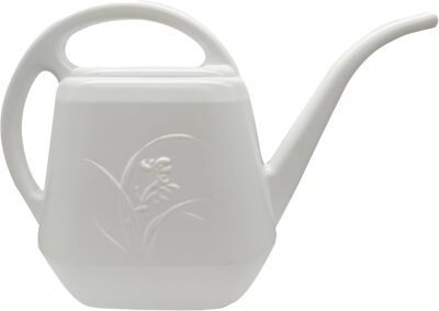 White Watering Can 1/2 Gallon - Small Metal Watering Pot for Indoor Outdoor Plants - Decorative Garden Watering Can