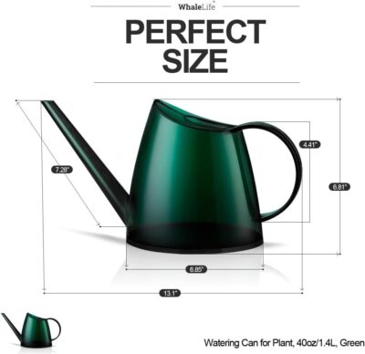 WhaleLife Watering Can Indoor Plants - 1.4L Green - Long Spout Bonsai Watering Can - Image 3