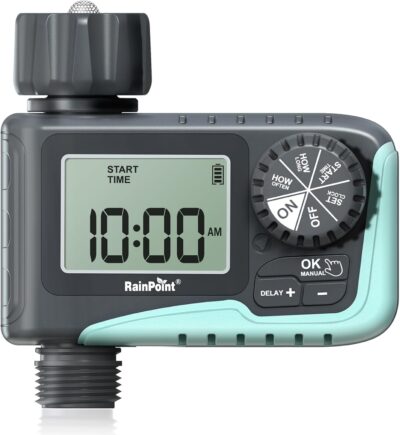 RAINPOINT Sprinkler Timer - Programmable Garden Hose Water Timer with Rain Delay - Digital Irrigation System for Lawn & Yard