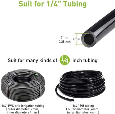 50 Adjustable Drip Emitters with Stakes - 1/4" Irrigation Tubing Drippers - 360? Flow Control - Image 4