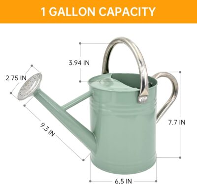 Galvanized Steel Watering Can 1 Gallon - Outdoor Metal Watering Can with Removable Spout - Perfect Home & Garden - Image 2