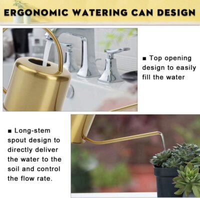 Remiawy 40oz Watering Can - Stainless Steel Long Spout for Indoor Outdoor Plants, Succulents & Bonsai - Image 3