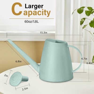 Long Spout Watering Can Indoor Outdoor Plants - 1/2 Gallon Plastic - House Garden Flower Watering - Image 2