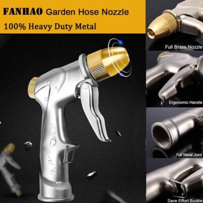 FANHAO Heavy Duty Garden Hose Nozzle - 4 Spray Modes, High Pressure Metal Sprayer for Car Wash, Lawn & Pet Watering - Image 3