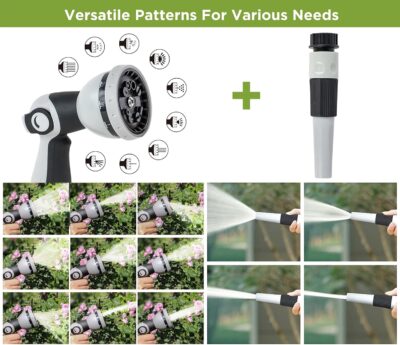 Tuyeho 130 FT Retractable Garden Hose Reel - Heavy Duty Wall Mount with Slow Rewind & 2 Nozzles - Image 4