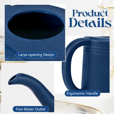 1/4 Gallon Watering Can - Deep Blue - Indoor Outdoor Plants Flowers - Small Garden Water Can - Image 3