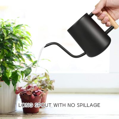 Watering Can Indoor Plants - 35oz Stainless Steel Long Spout - Modern Decorative Black - Image 3