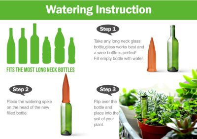 B SEPOR Plant Water Waterer Set - 6 Pack Terracotta Self Watering Spikes for Wine Bottles - Vacation Plant Watering Devices - Image 4