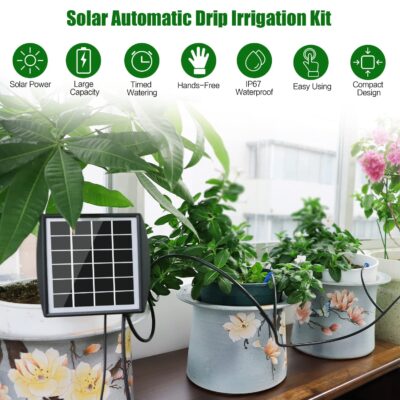 Solar Drip Irrigation Kit - Auto Watering System for 10 Pots - 6 Timers - Anti-Siphon - Image 2