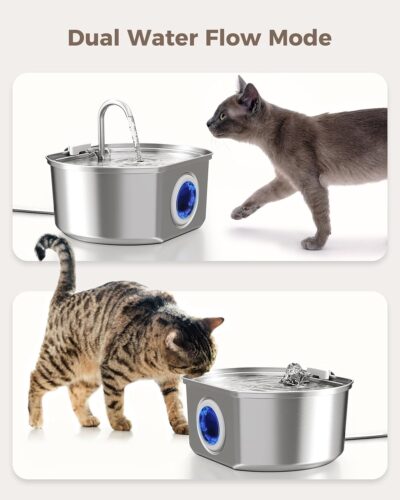 Stainless Steel Cat Water Fountain 108oz/3.2L - Automatic Pet Drinking Dispenser Bowl for Indoor Cats - Image 4