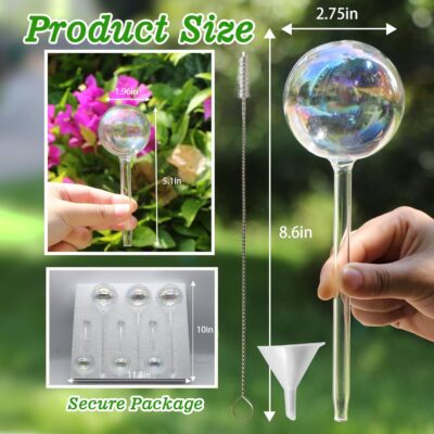 Rainbow Plant Watering Globes - 6 Pack Iridescent Glass Self Watering Bulbs for Indoor Plants - Image 2