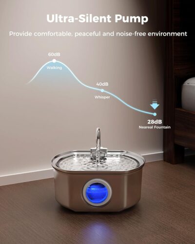 Stainless Steel Cat Water Fountain 108oz/3.2L - Automatic Pet Drinking Dispenser Bowl for Indoor Cats - Image 5