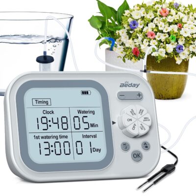 Automatic Plant Waterer - 15 Plant Self Watering System with Smart Humidity Detection & Programmable Timer