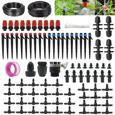 100FT Drip Irrigation Kit - Automatic Garden Watering System for Raised Beds, Greenhouse & Outdoor Plants - 1/2" & 1/4" Tubing