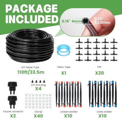 110FT Drip Irrigation Kit - DIY Automatic Watering System for Garden, Lawn & Greenhouse - Image 2