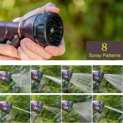 Heavy Duty Garden Hose Nozzle - 8 Spray Patterns, 100% Metal, High Pressure Sprayer - Image 4