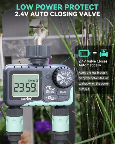 RAINPOINT 2-Zone Smart Garden Hose Timer - Programmable Sprinkler with Rain Delay - Automatic Irrigation System for Lawn & Yard - Image 5