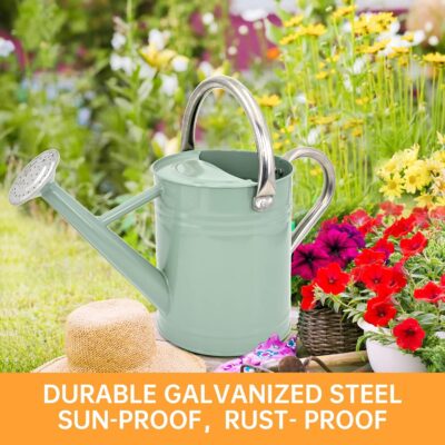 Galvanized Steel Watering Can 1 Gallon - Outdoor Metal Watering Can with Removable Spout - Perfect Home & Garden - Image 5