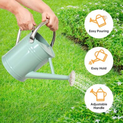 Galvanized Steel Watering Can 1 Gallon - Outdoor Metal Watering Can with Removable Spout - Perfect Home & Garden - Image 3