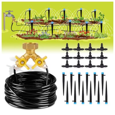 HIRALIY 50ft Drip Irrigation Kit - Automatic Plant Watering System for Garden, Greenhouse, Lawn & Patio