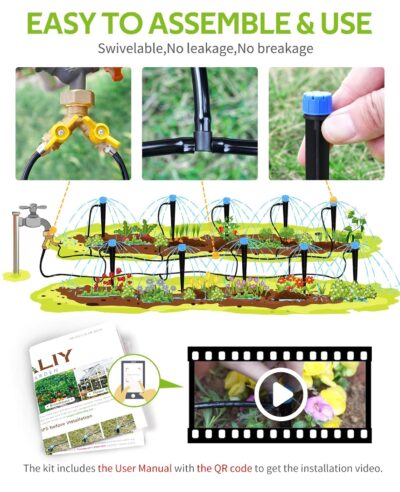 HIRALIY 50ft Drip Irrigation Kit - Automatic Plant Watering System for Garden, Greenhouse, Lawn & Patio - Image 4