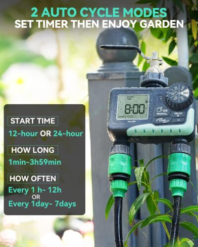 RAINPOINT 2-Zone Smart Garden Hose Timer - Programmable Sprinkler with Rain Delay - Automatic Irrigation System for Lawn & Yard - Image 2