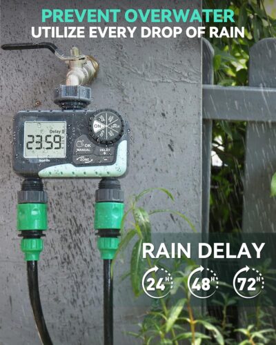 RAINPOINT 2-Zone Smart Garden Hose Timer - Programmable Sprinkler with Rain Delay - Automatic Irrigation System for Lawn & Yard - Image 4