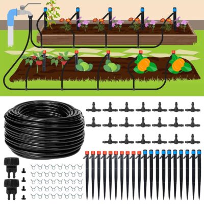 110FT Drip Irrigation Kit - DIY Automatic Watering System for Garden, Lawn & Greenhouse