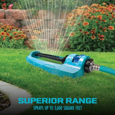 Aqua Joe SJI-OMS16 Oscillating Sprinkler - 3600 Sq Ft Coverage - Metal Base - Adjustable Spray - Image 2