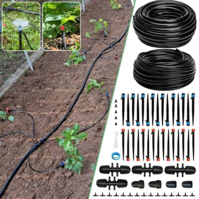 240FT Drip Irrigation Kit - Automatic Watering System for Garden, Lawn & Greenhouse - 1/2" & 1/4" Tubing