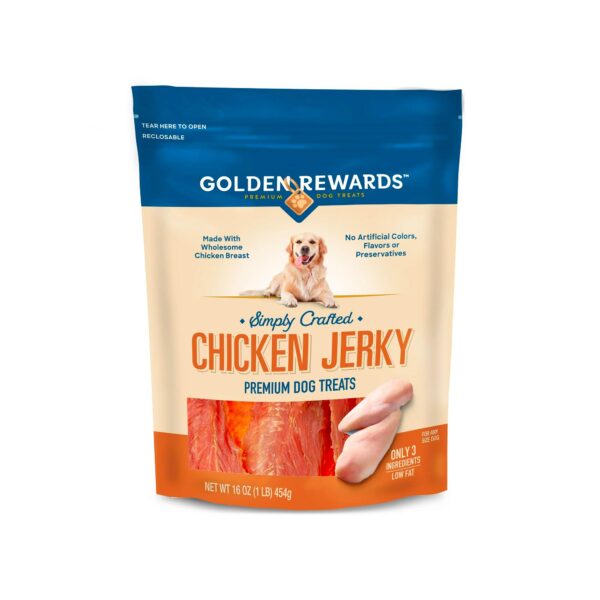 Golden Rewards Chicken Flavor Premium Dry Jerky Treats for All Dogs, 16 oz