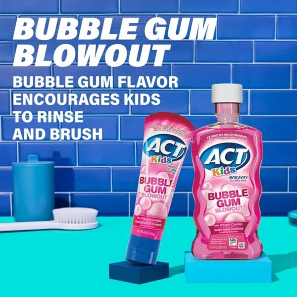 ACT Kids Anticavity Fluoride Rinse, Bubble Gum Blowout, 16.9 fl. oz - Image 3