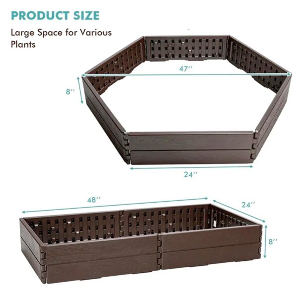 Costway Raised Garden Bed Set for Vegetable Flower Gardening Planter Brown - Image 3