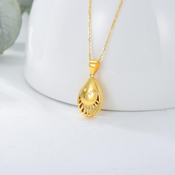 SISGEM 18K Yellow Gold Shiny Love Necklace for Women, 5MM Thick Gold Love Teardrop Shape Pendant Jewelry Anniversary Mother's Day Gift for Wife, Mom 18inch - Image 3