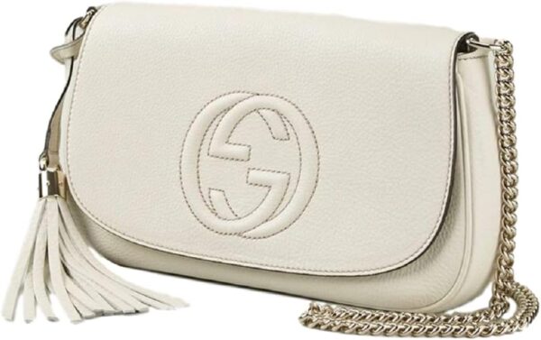 Gucci Soho Off White Leather Handbag Crossbody Clutch Ivory Italy Bag GG NEW - Image 2