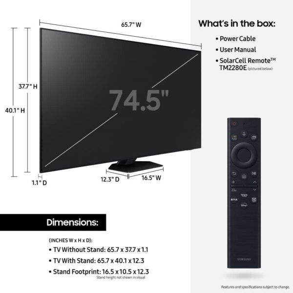 SAMSUNG 75-Inch Class Neo QLED 4K QN85B Series Mini LED Quantum HDR 24x, Dolby Atmos, Object Tracking Sound, Motion Xcelerator Turbo+ Smart TV with Alexa Built-In (QN75QN85BAFXZA, 2022 Model) - Image 2