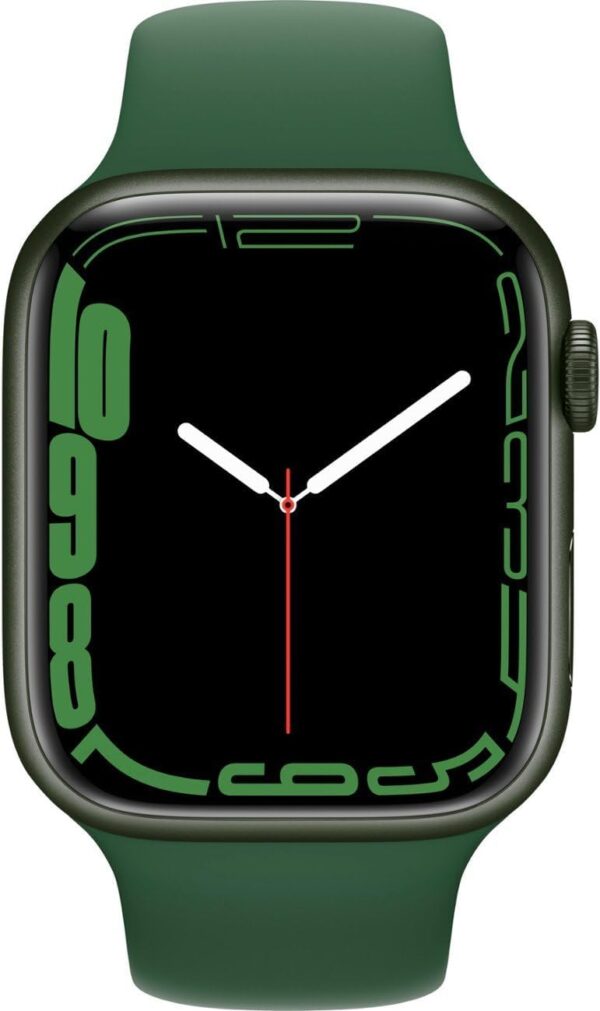 Apple Watch Series 7 (GPS, 45mm) Green Aluminum Case with Clover Sport Band, Regular (Renewed) - Image 2