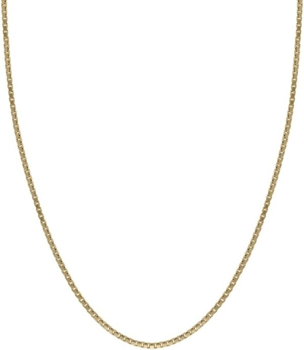 Honolulu Jewelry Company 14K Real Solid Yellow Gold 0.5mm or 1mm Box Chain Necklace, 16"-24" - Image 2