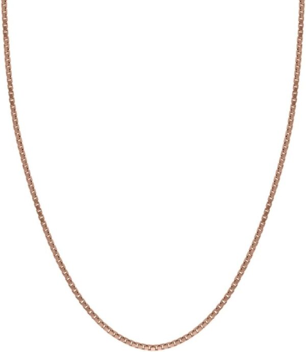 Honolulu Jewelry Company 14K Real Solid Rose Gold 0.5mm or 1mm Box Chain Necklace, 16" - 24" - Image 2