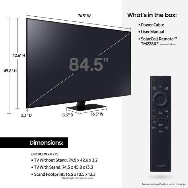 SAMSUNG 85-Inch Class QLED Q80B Series - 4K UHD Direct Full Array Quantum HDR 8X Smart TV with Alexa Built-in (QN85Q80BAFXZA, 2022 Model) - Image 3