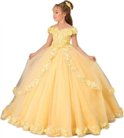 Flower Girl Dress Off Shoulder Communion Gown - Party Pageant Ball Gown