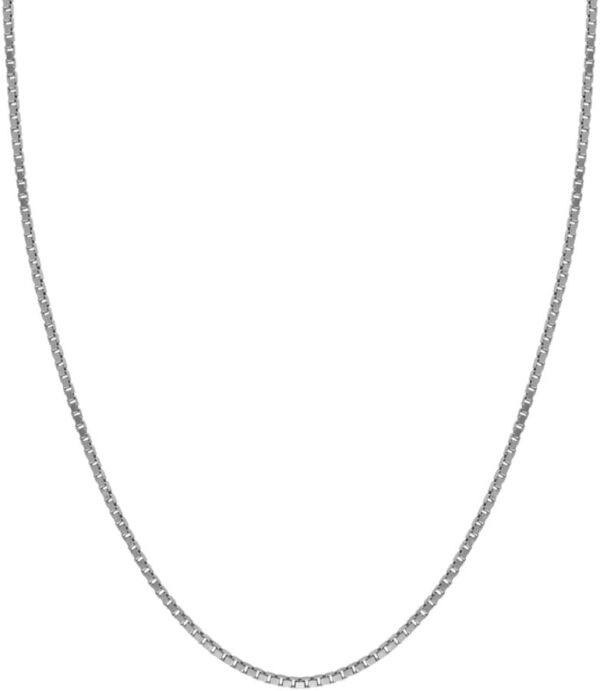 Honolulu Jewelry 14K Real Solid White Gold 0.5mm or 1mm Box Chain Necklace, 16" - 24" - Image 2