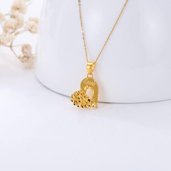 Solid 18K Gold Heart Necklace for Women, Real Gold Hollow-out Love Heart Pendant Jewelry Anniversary Christmas Gifts for Her, Mom, Wife, Girls - Image 3