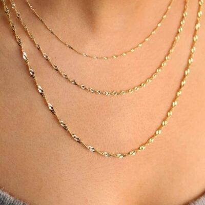 Jewelry Affairs 14k Yellow Gold Singapore Chain Necklace, 2.1mm - Image 4