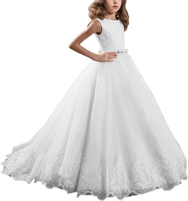 Abaowedding Flower Girl Dresses First Communion Dresses Girl Pageant Dresses Long Lace Sequin Girl Dresses Ball Gown