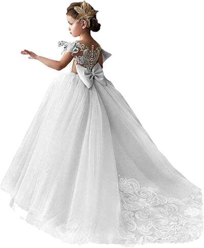 Lace Tulle Flower Girl Dresses for Wedding Party Kids Prom Ball Gown GZY230