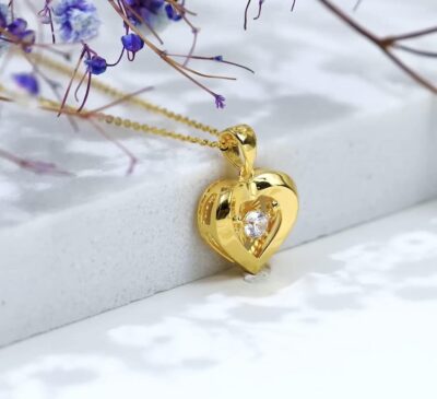 18k Gold Heart Jewelry Necklace for Women, Solid Gold Chain and Pendant Necklace for Her, Anniversary Jewelry Present for Wife, Gifts for Mother,18" - Image 2