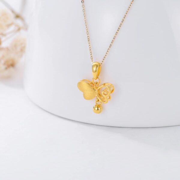 SISGEM Solid 18K Gold Butterfly Necklace for Women, Real Gold Heart Butterfly Pendant Jewelry Anniversary Christmas Gift for Her, Mom, Wife - Image 3