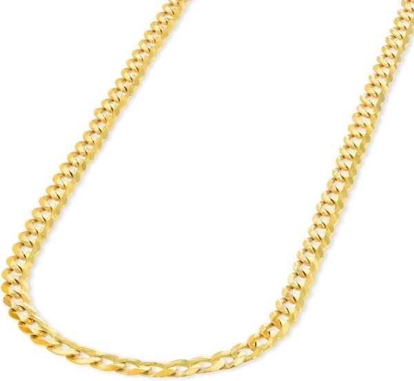 Solid 14K Yellow Gold 2.5mm Concave Cuban Link Curb Chain Necklace